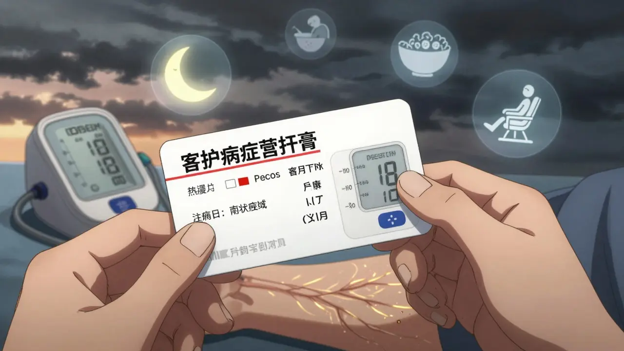 Hand holding steroid emergency card with vital signs flashing, cortisol waves and wellness icons glowing nearby.