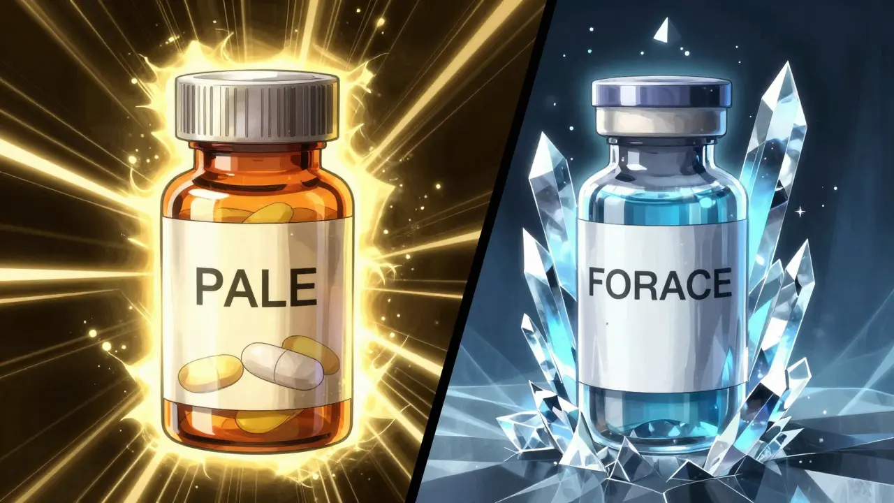 Comparison between affordable generic and expensive brand-name medicine bottles in Boichi style.