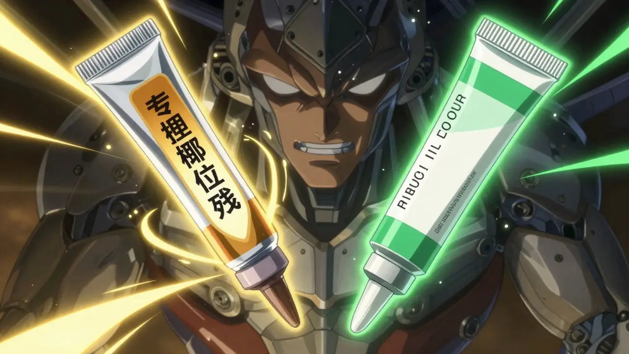 Conceptual comparison of brand-name and generic medication tubes.