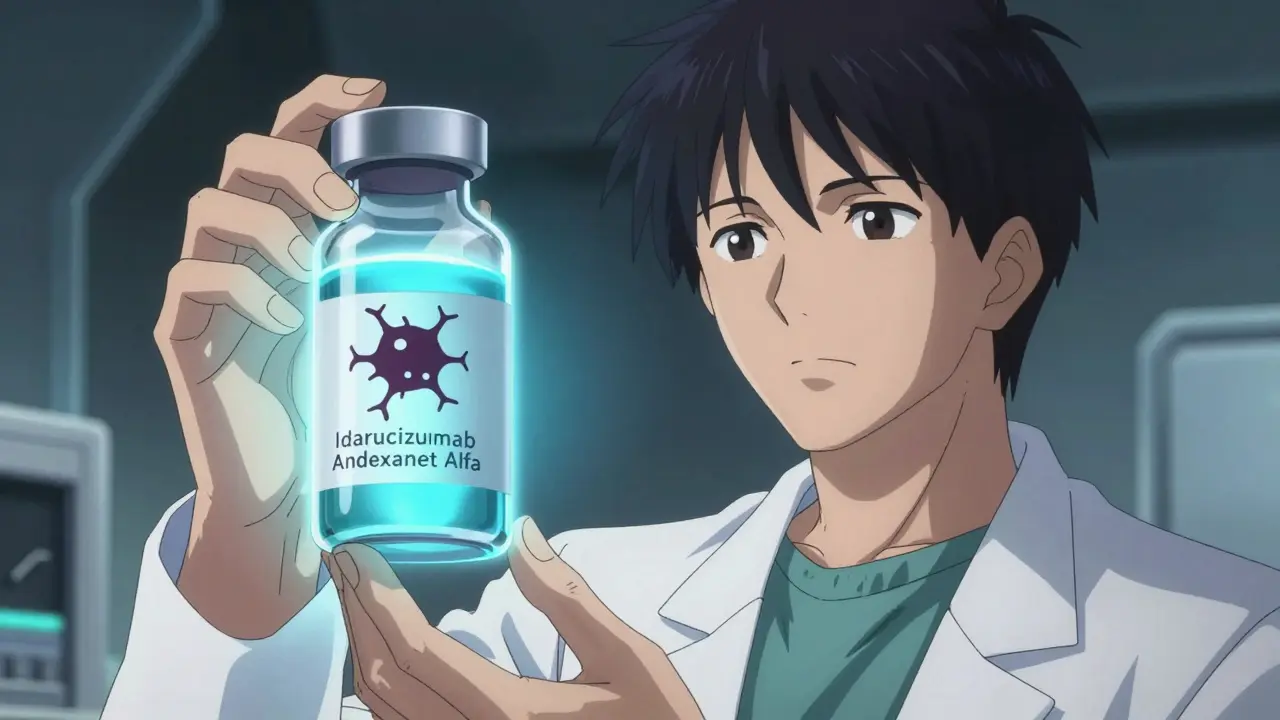 Anime doctor holding glowing vial neutralizing blood thinner