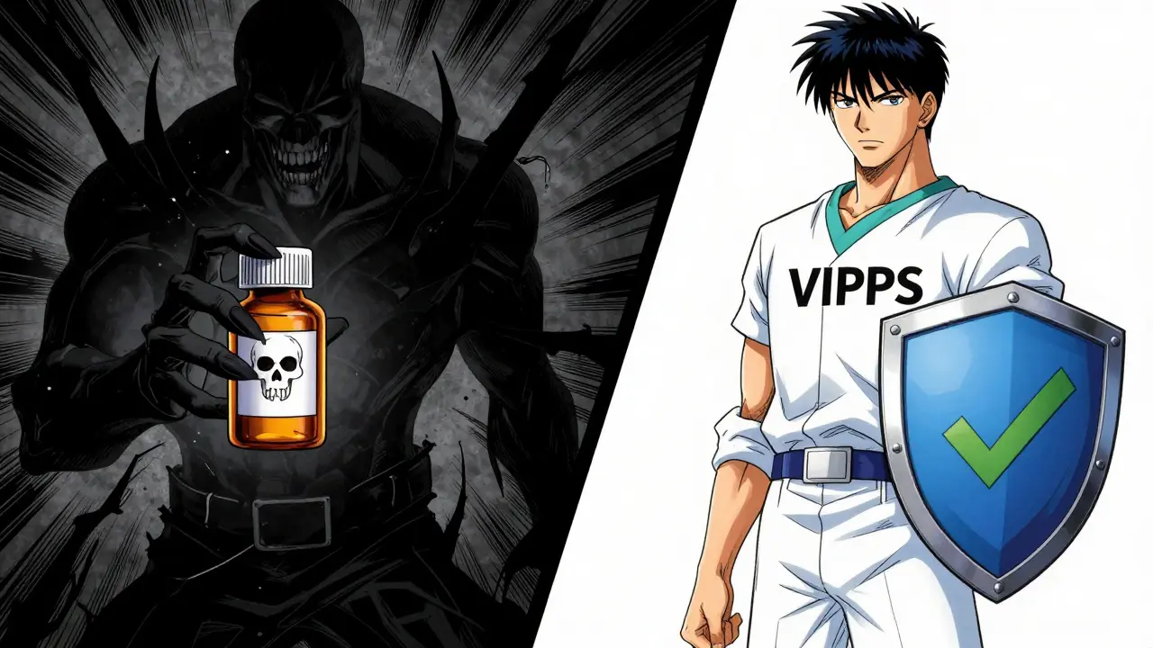 Contrast between fake and safe online pharmacies