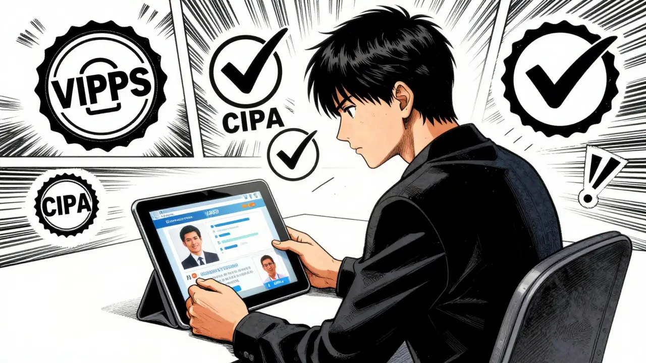 Manga character verifying safe online pharmacy