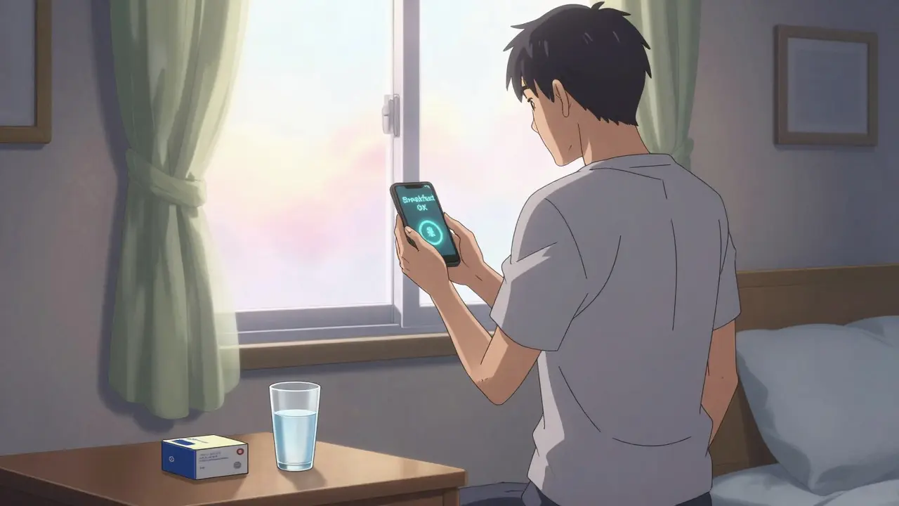 Patient following strict morning routine for medication absorption