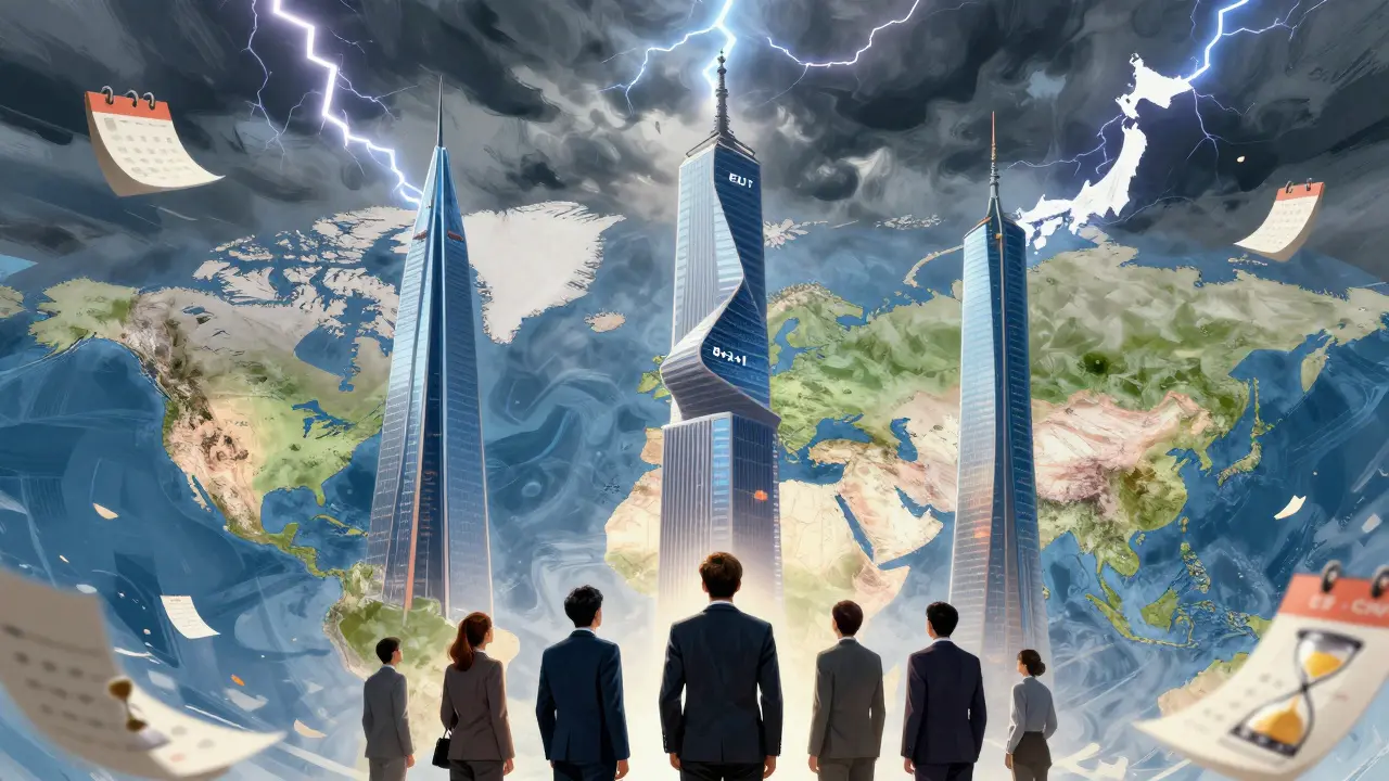 Strategists viewing towering market structures across US, EU, and Japan