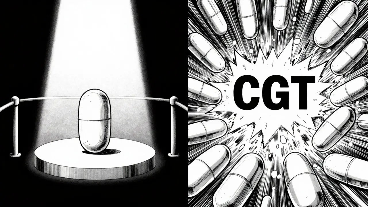 Comparison of exclusive monopoly vs open market generic drug access