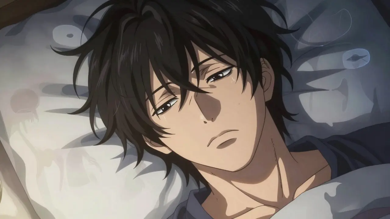 Exhausted person waking up with brain fog and irritability
