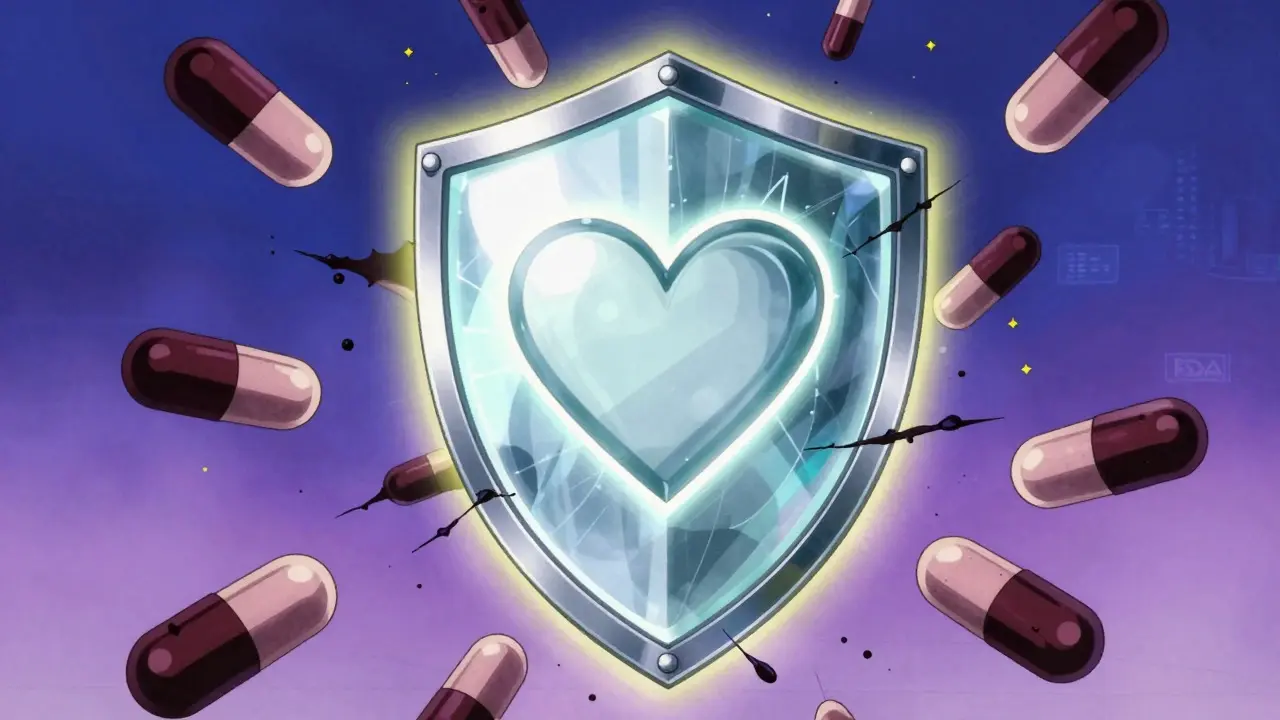 Glowing shield protecting a heart symbol in Boichi anime style