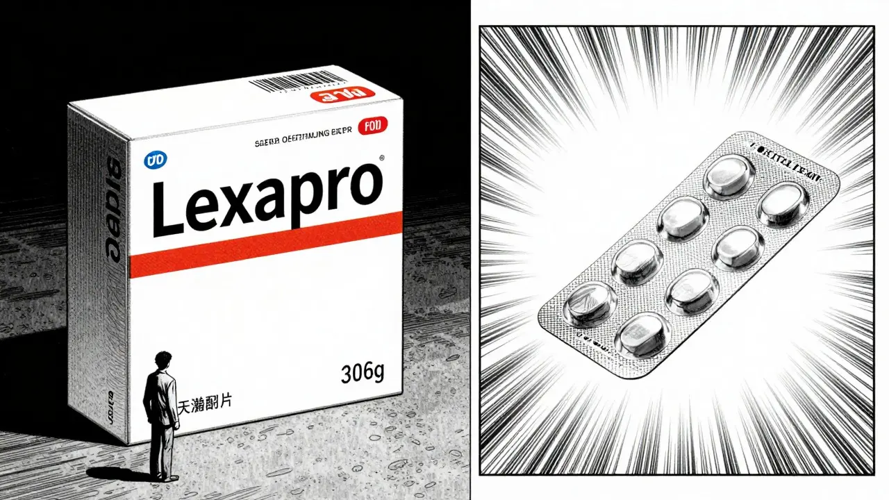 Visual comparison showing high cost of brand name vs low cost generic pills